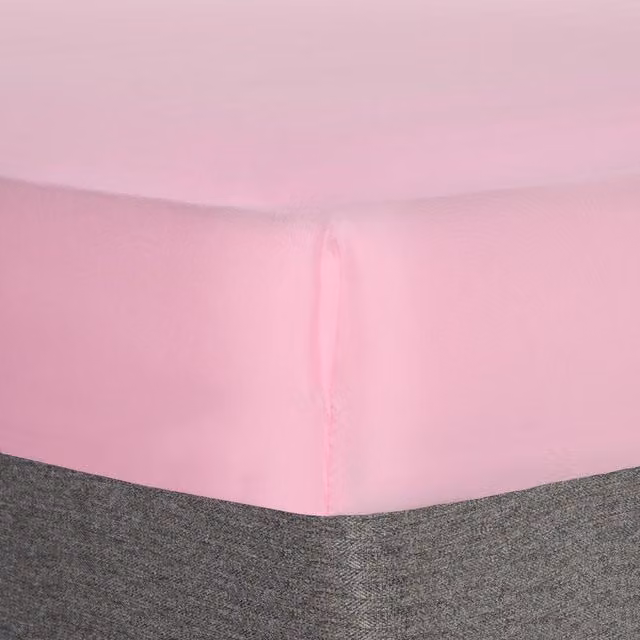 Brentfords Plain Pink Microfibre Fitted Bed Sheet, Double, W: 140 cm x L: 200 cm