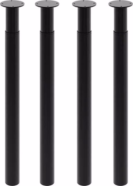 Living and Home 4-Piece Black Round Metal Furniture Replacement Legs with Plastic Foot Pads, Height: 65 cm