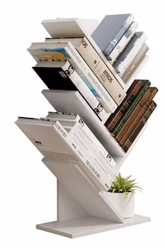 VCM White Wooden Storage Stand and Bookshelf