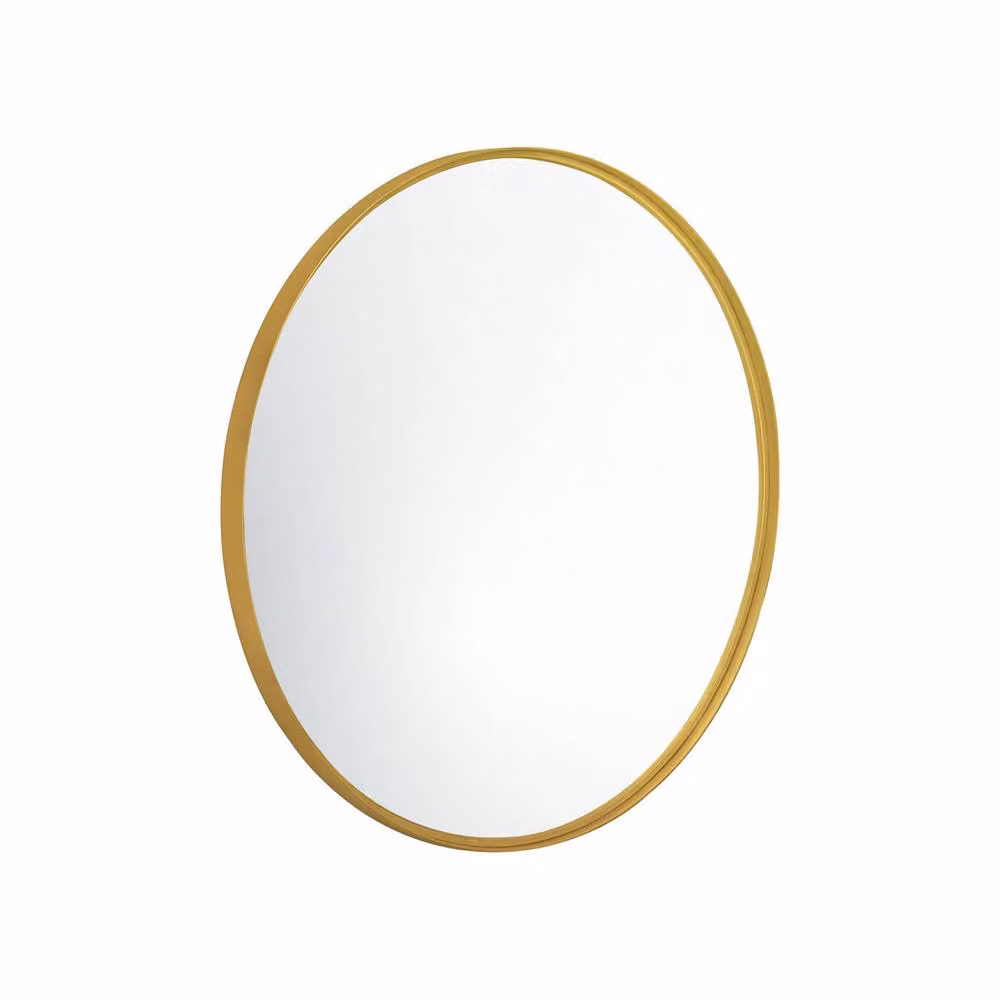 Sweekeek Modern Round Metal Wall Mirror in Gold, Diameter: 60 cm – 2
