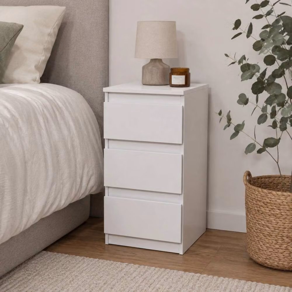 FORGEVIO White 3 Drawer Bedroom Nightstand Storage Bedside Cabinet – 2