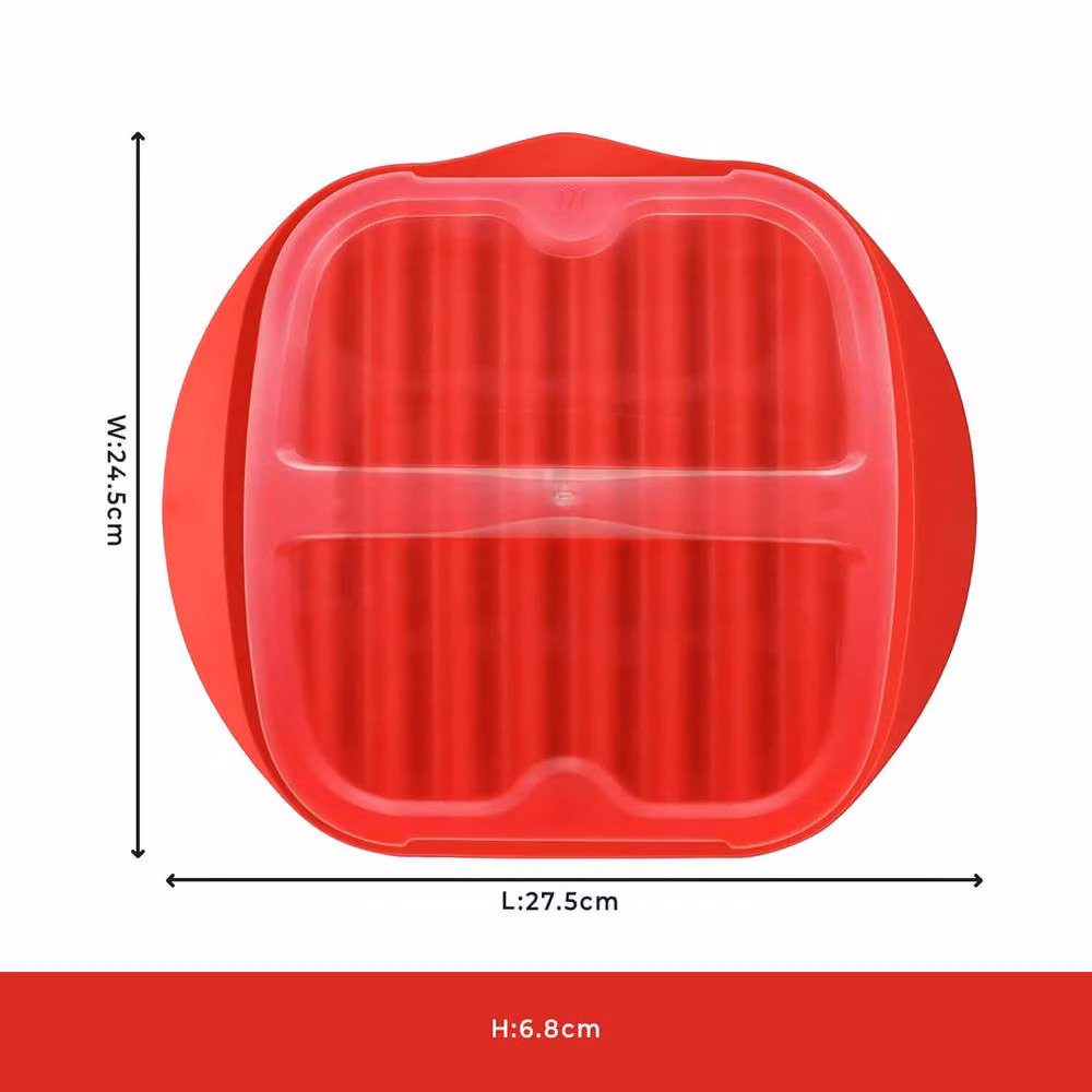 Basilico Red Microwave Lidded Bacon Crisper, Dishwasher Safe – 4