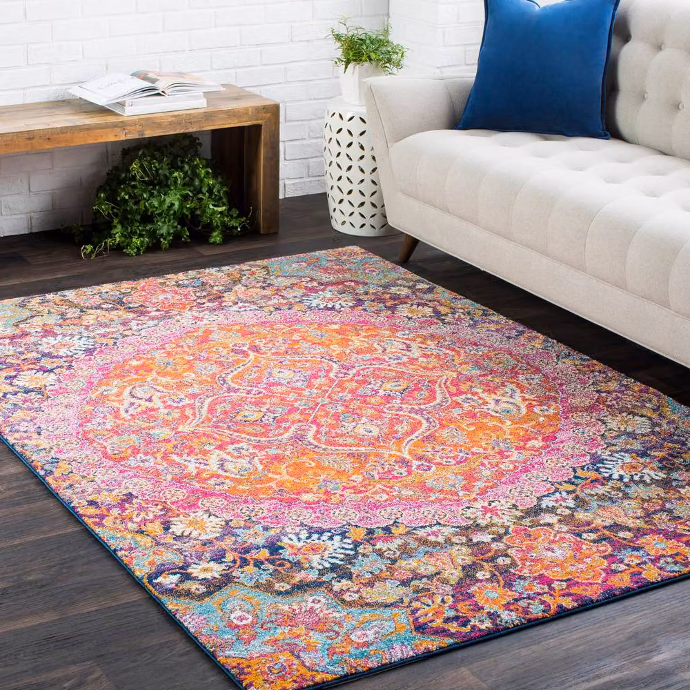 Livabliss Harput Vintage Boho Traditional Living Room Rug in Red, Orange, Blue and Grey, W: 160 cm, L: 220 cm – 3