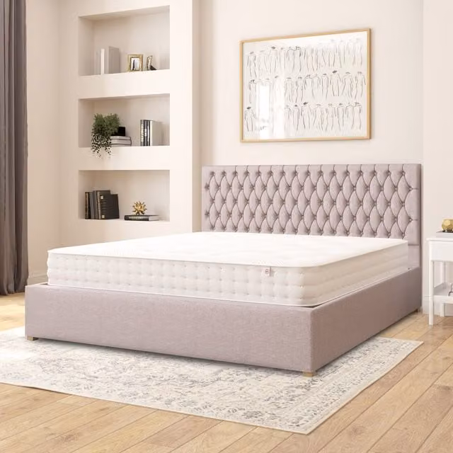 Aspire Monroe Eire Linen Fabric Ottoman Storage Bed in Grey, Superking, W/D/H: 200 x 200 cm