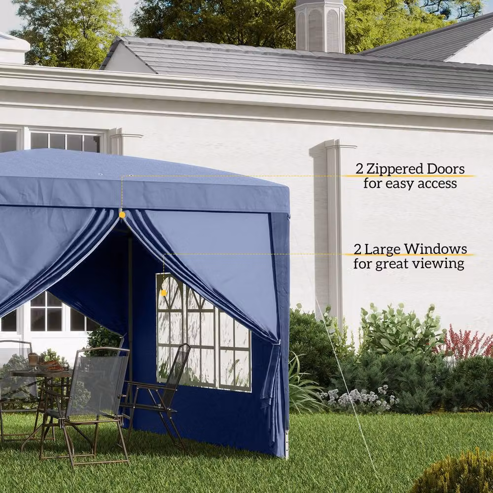 Outsunny Blue Pop-Up Gazebo with Windows and Steel Frame, W/D/H: 300 x 300 x 196 cm – 7
