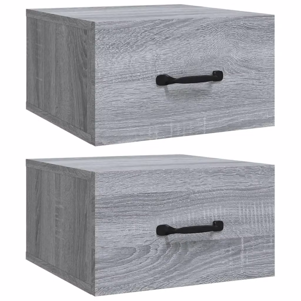 Berkfield Home Wall-mounted Bedside Cabinets, 2 Pieces, Grey Sonoma, W/D/H: 35 x 35 x 20 cm – 1
