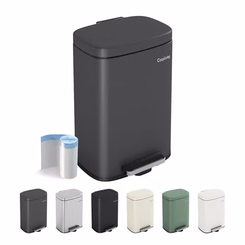 MCC Direct 12L Grey Steel Pedal Bin with Soft Close Lid and Removable Inner Bucket – 1