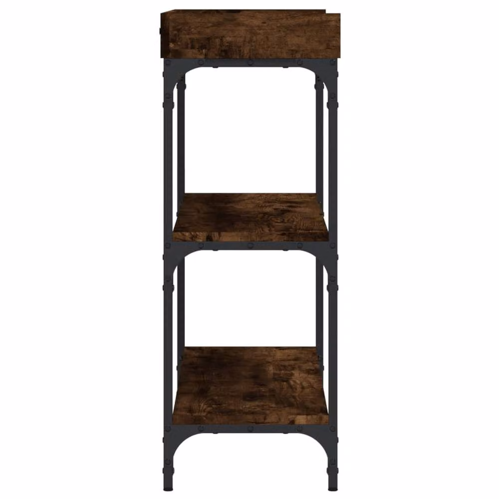 Berkfield Home Decorative Console Table with Shelves in Smoked Oak Brown, W/D/H: 100 x 30 x 80 cm – 4
