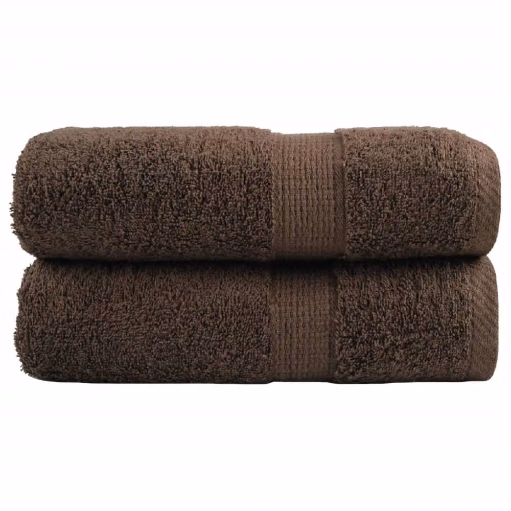 Berkfield Home SOLUND Premium Cotton Terry Guest Towels, Brown, 2 Pack, W: 30 cm x H: 50 cm, 600gsm – 2