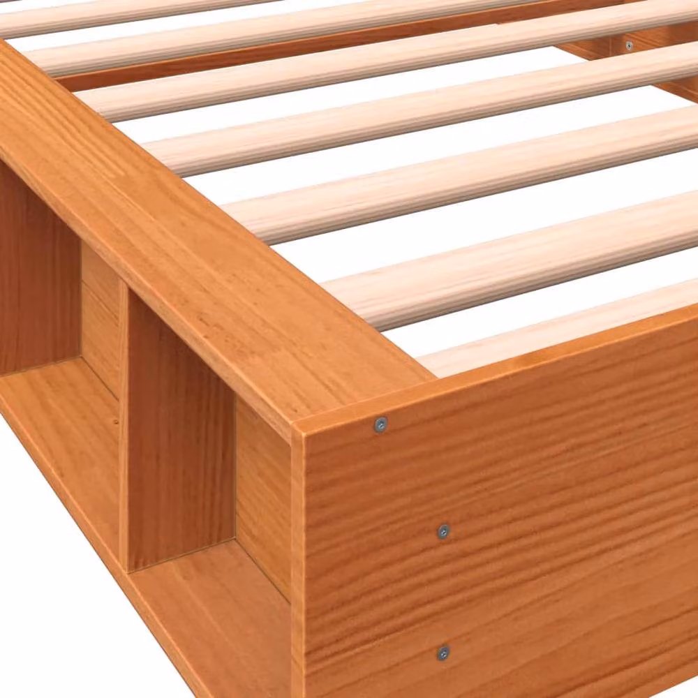 Berkfield Home Beautiful Solid Wood Pine Bed Frame in Wax Brown, W/D/H: 90 x 202.5 x 21 cm – 4