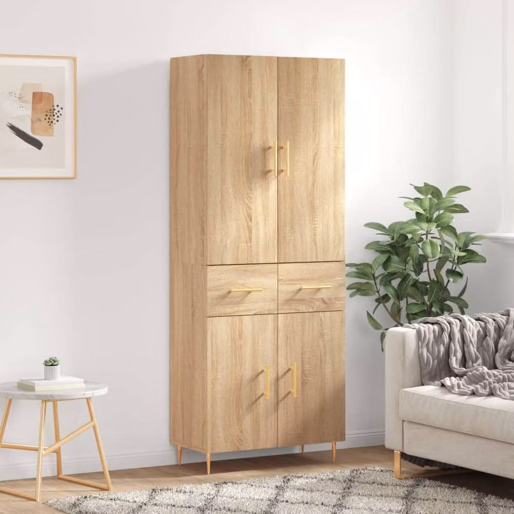 Berkfield Home Sonoma Oak Highboard in Brown, W/D/H: 69.5 x 34 x 180 cm – 2