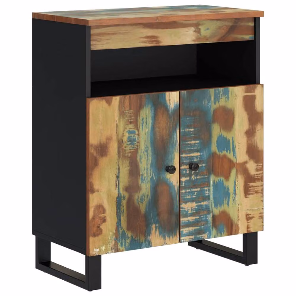 Berkfield Home Reclaimed Solid Wood Sideboard with 2 Doors, Multicolour, W: 60 cm, D: 33 cm, H: 75 cm – 2