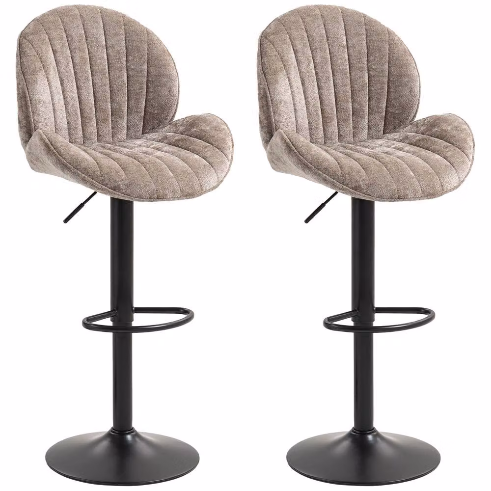 STILVORA Set of 2 Modern Taupe Bar Stools with Swivel Seats – 3