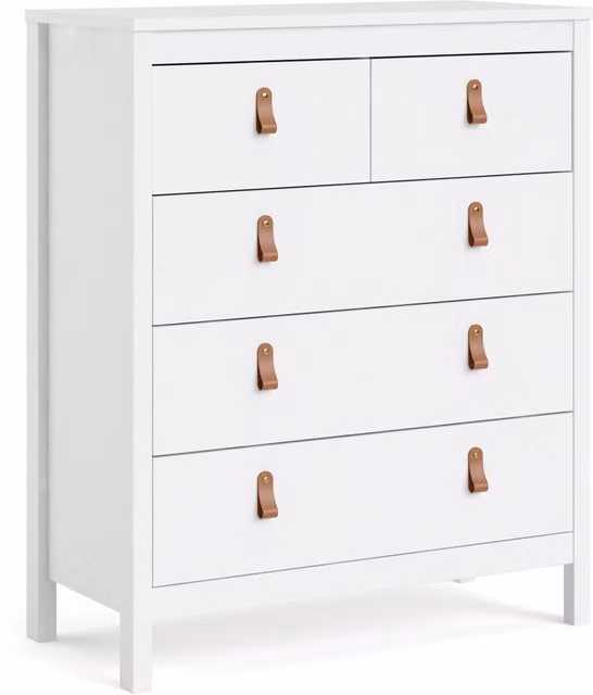 Furniture To Go Barcelona Chest of 5 Drawers in White Glossy MDF