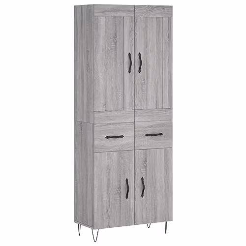 vidaXL Industrial Style Highboard Sideboard in Grey Sonoma Engineered Wood with Drawers and Doors – 1