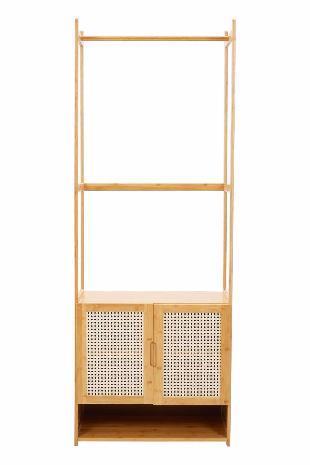 H&O Direct Classic Freestanding Wooden Clothes Rack with Cabinet in Brown – 2