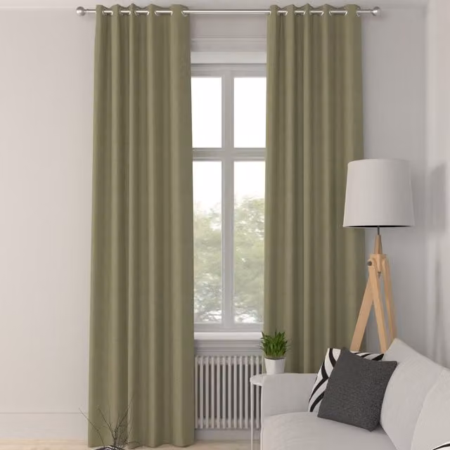 Simply Collection Iowa Silk Essence Made to Measure Blackout Eyelet Curtain Panel in Green