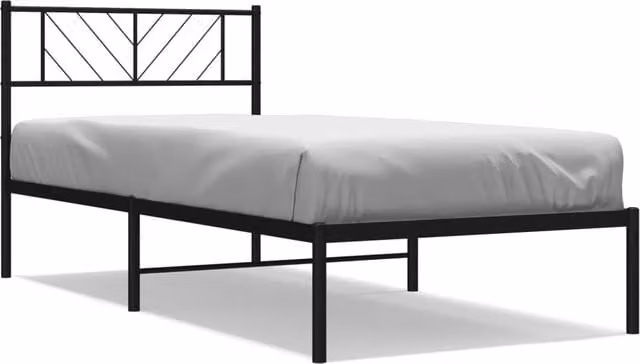 Berkfield Home Metal Bed Frame with Headboard in Black, W/D/H: 90 x 200 cm – 1