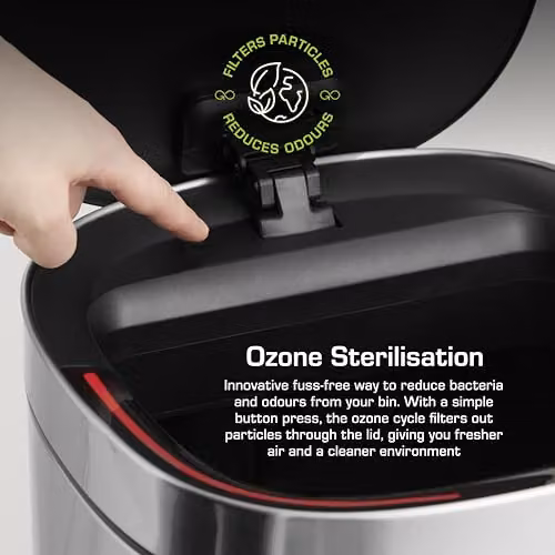 Swan Square Sensor Bin in Silver, 50L Capacity, W/D/H: 30.0 x 30.0 x 74.2 cm – 4