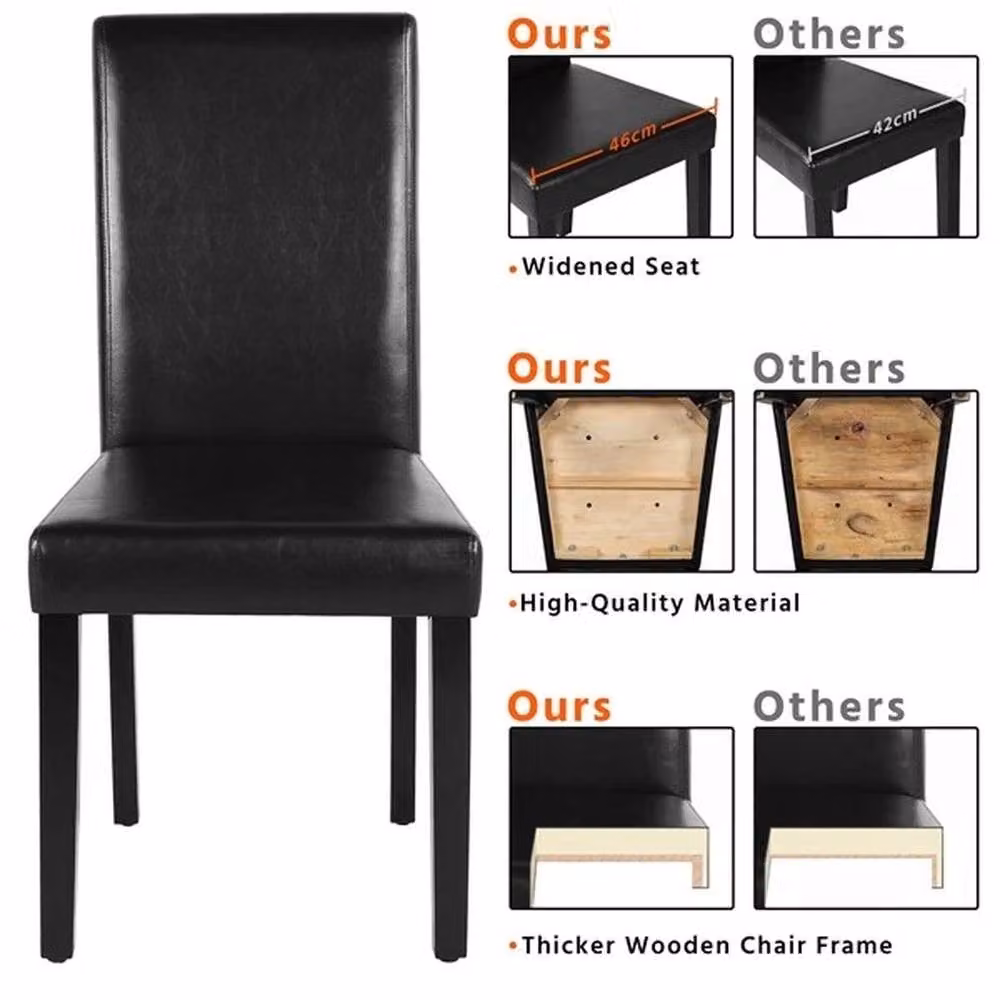 SPETLEK Set of 4 Modern Dining Chairs in Black PU Leather – 3