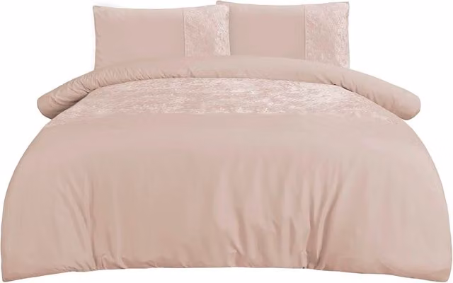 Smart Living Velvet and Cotton Duvet Cover Set with Pillowcases in Light Beige, Single (W: 90 cm, L: 200 cm)