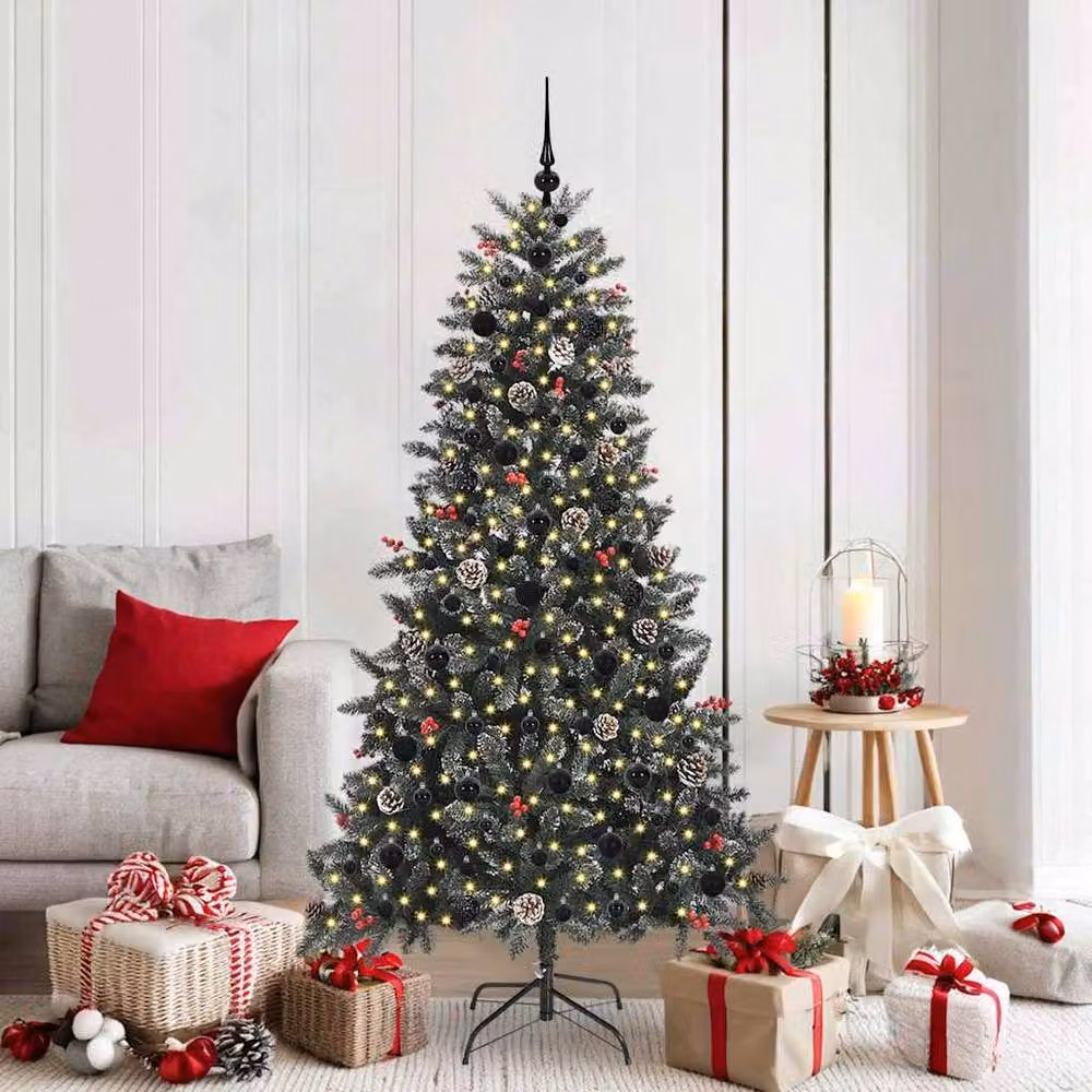 Berkfield Home Green Artificial Christmas Tree with 300 LEDs, W/D/H: 99 x 99 x 180 cm – 2