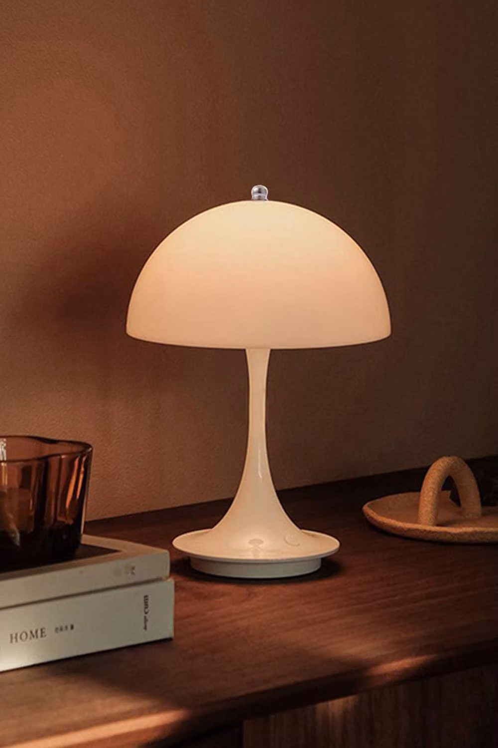 Living and Home Dimmable Mushroom-Shaped Touch Table Lamp in White – 3