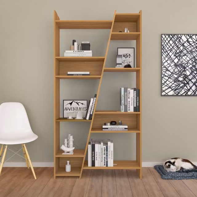 Seconique Naples Tall Bookcase in Brown Oak Effect