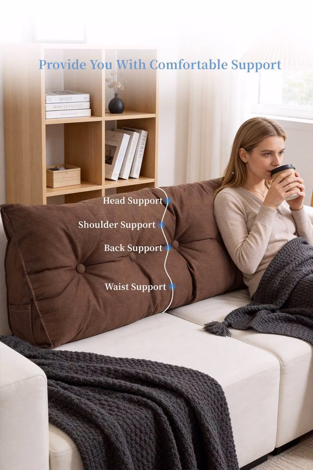 Garden Sanctuary Brown Washable Wedge Headboard Pillow – 1