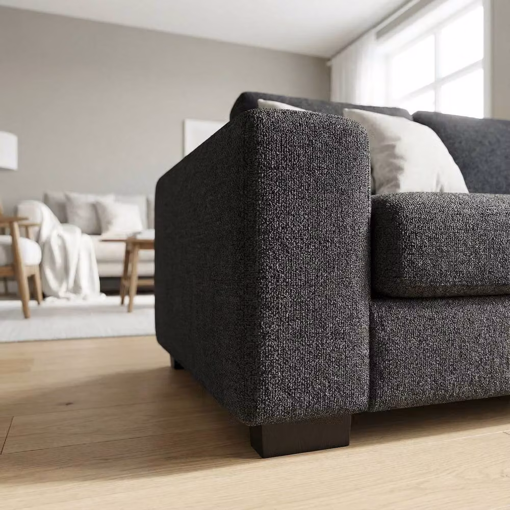 Abakus Direct Boston 2 Seater Fabric Sofa in Black with Solid Wood Frame and Scatter Cushions – 3
