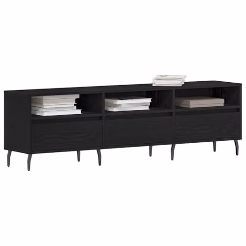 vidaXL Modern Black TV Cabinet in MDF and Metal, W: 150 cm, D: 30 cm, H: 44.5 cm – 1