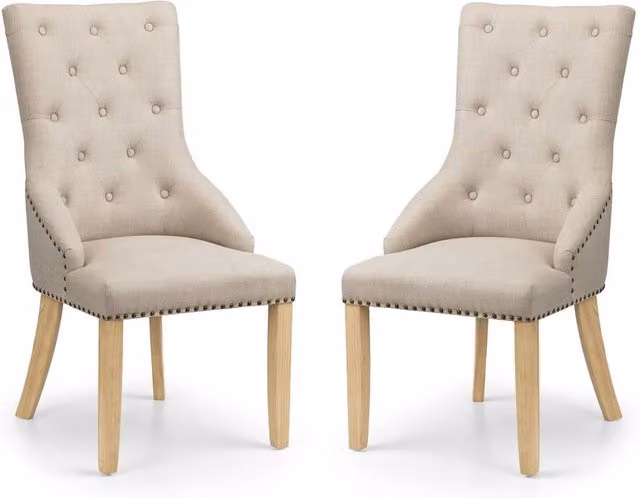 Cheshire Windsor Premium Button Back Dining Chairs - Set of 2 in Beige – 1