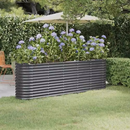 vidaXL Galvanised Steel Raised Bed in Anthracite, W/D/H: 224 x 40 x 68 cm – 2