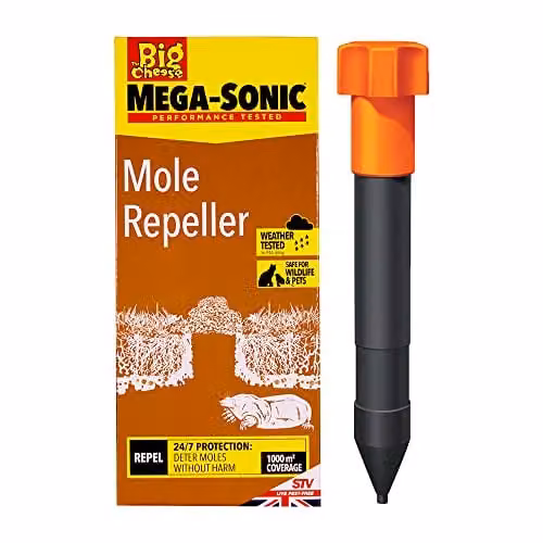 Defenders Mega-Sonic Mole Repeller Stake, Battery Powered, Multicolour, W: 8.5 cm, D: 12 cm, H: 28 cm – 1