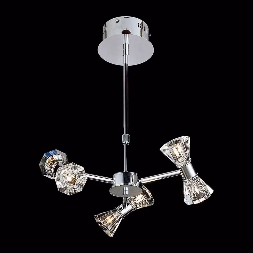 Netlighting Elisa Round 6-Light Pendant with Transparent Glass in Polished Chrome and Silver – 2