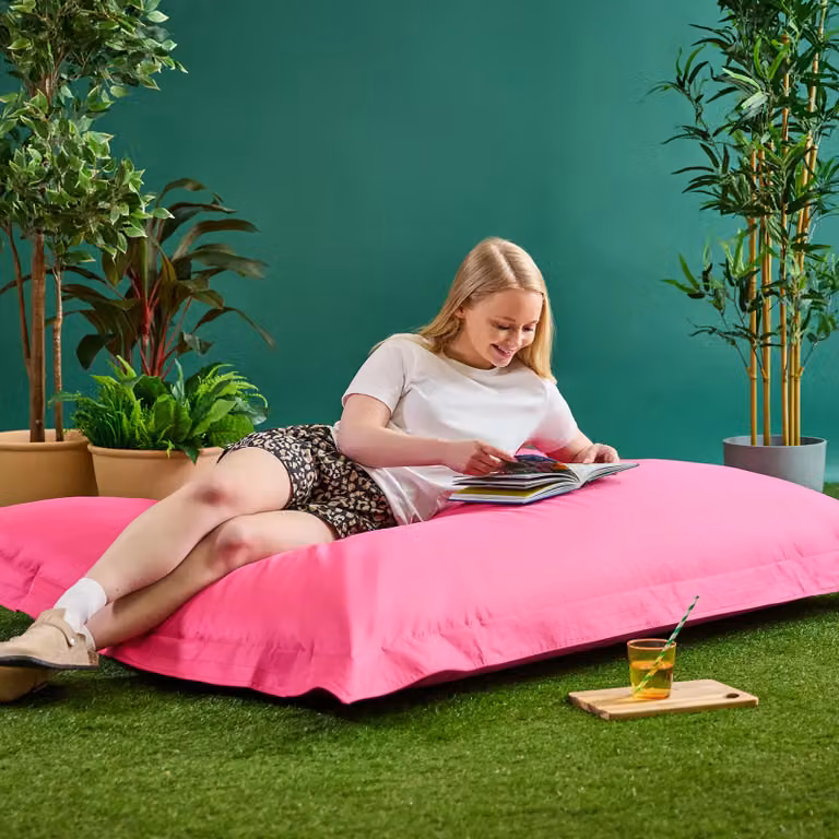 icon Bazaar Giant Indoor Outdoor Bean Bag Lounger in Navy Blue and Pink