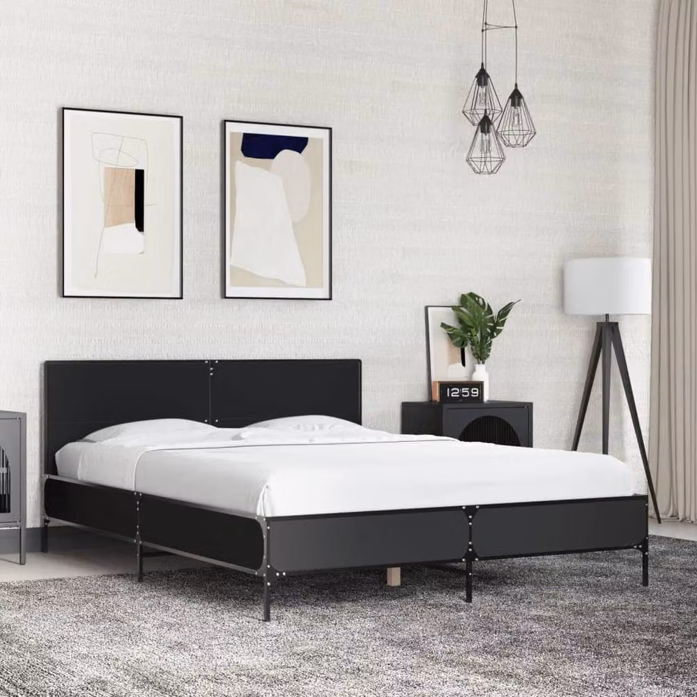 Berkfield Home Modern Bed Frame in Black, W: 140 cm, L: 200 cm – 2