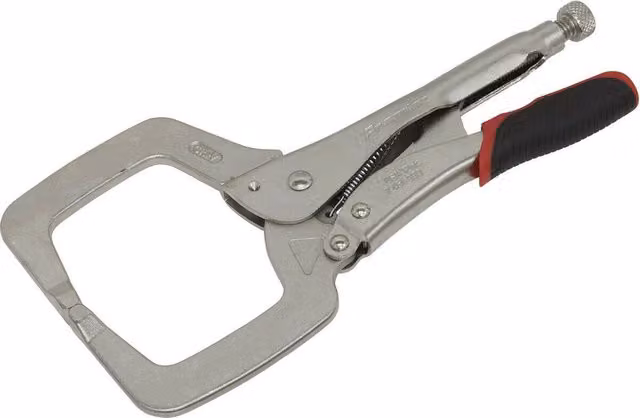 Loops 280mm Locking C-Clamp Pliers in Silver and Multicolour with 0-90mm Jaw Capacity