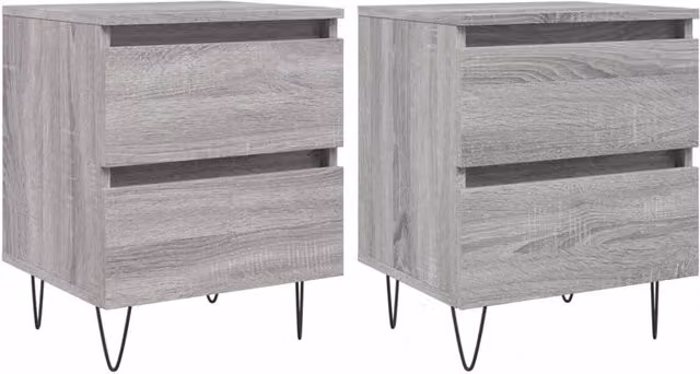 Berkfield Home Set of 2 Grey Sonoma Bedside Cabinets, W/D/H: 40 x 35 x 50 cm