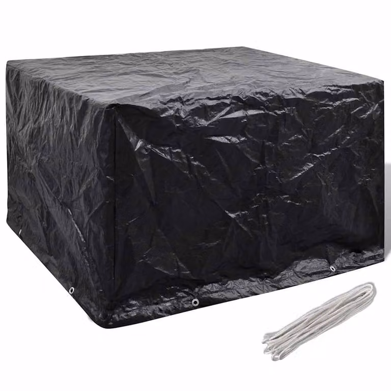 Berkfield Home Durable Water Repellent Garden Furniture Cover in Black, W/D/H: 135 x 135 x 90 cm