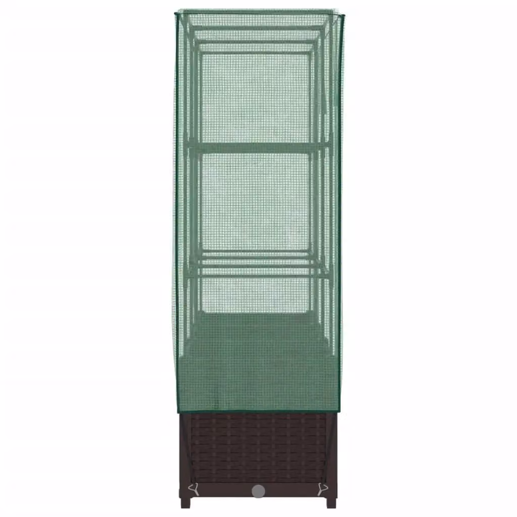 Berkfield Home Raised Bed with Greenhouse Cover in Brown Rattan Look, W/D/H: 120 x 40 x 138 cm – 4