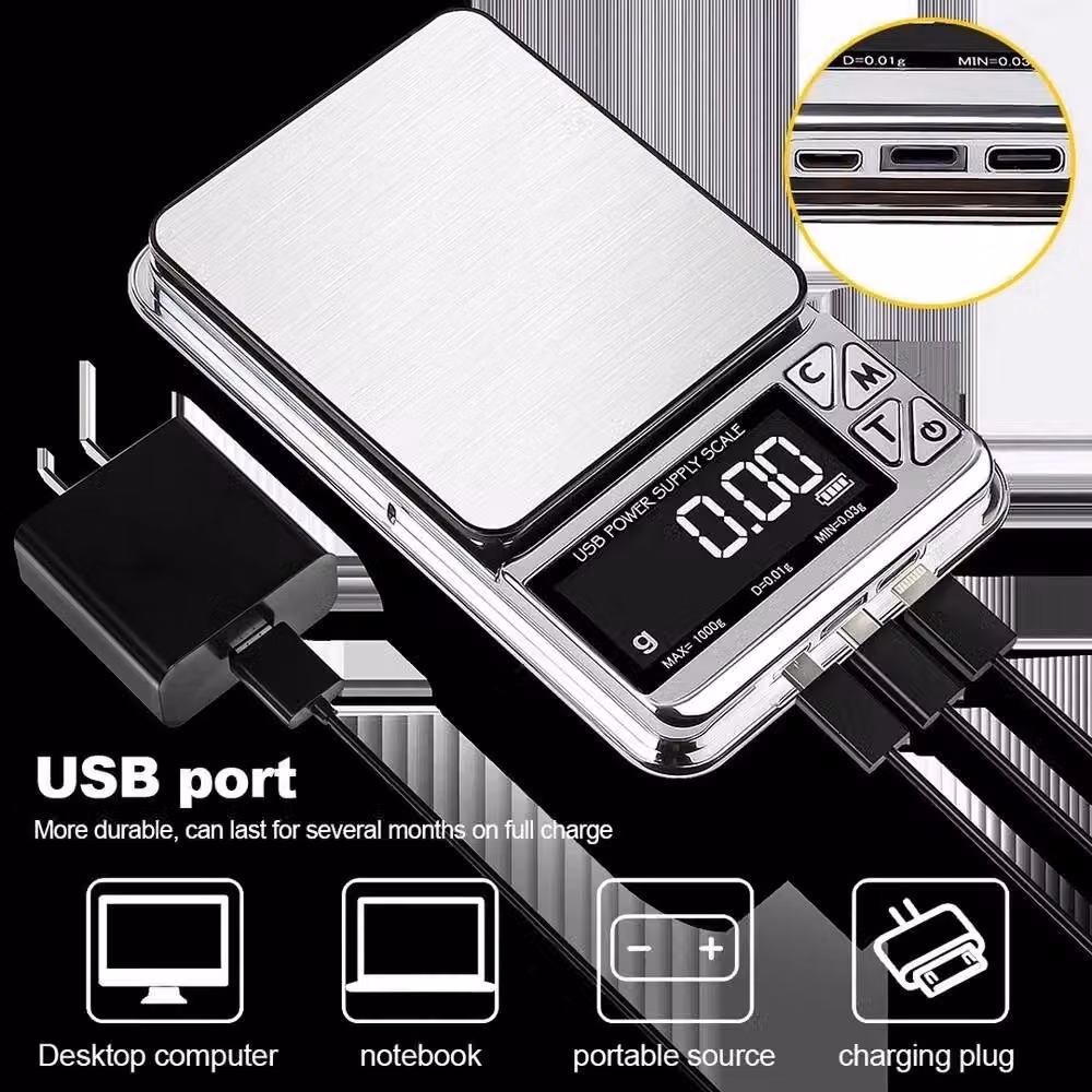 NESTLUNE High-Precision Digital Scale with Digital Display in Silver, 500g Capacity, W/D/H: 100 x 100 x 100 cm – 5