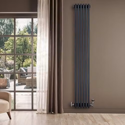Monstershop Traditional 4 Column Steel Radiator and Thermostatic Radiator Valve Set in Anthracite Grey, W/H: 180 x 29 cm – 7