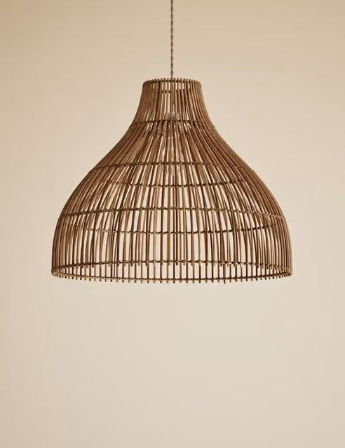 M&S Rustic Brown Rattan Bell Large Easy Fit Lampshade