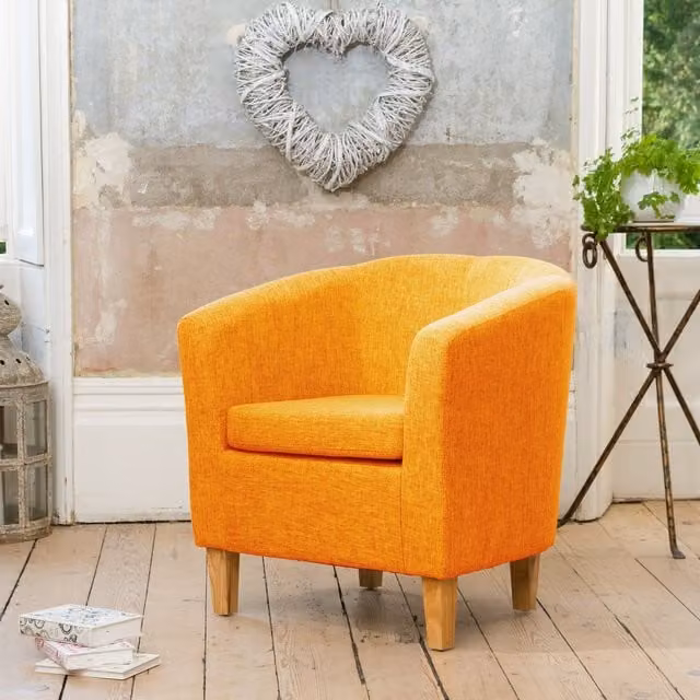 Artemis Home Alderwood Fabric Tub Armchair with Armrests, Orange, Width: 68 cm