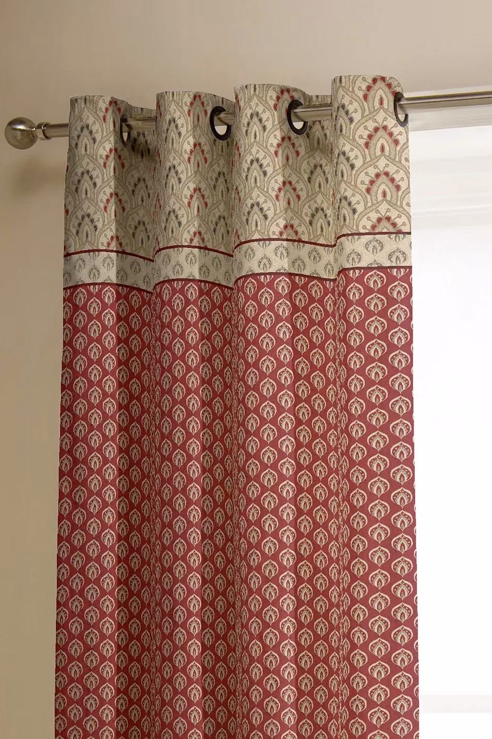 Catherine Lansfield Kashmir Paisley Lined Eyelet Curtains in Nude, Width: 168 cm, Drop: 183 cm – 2
