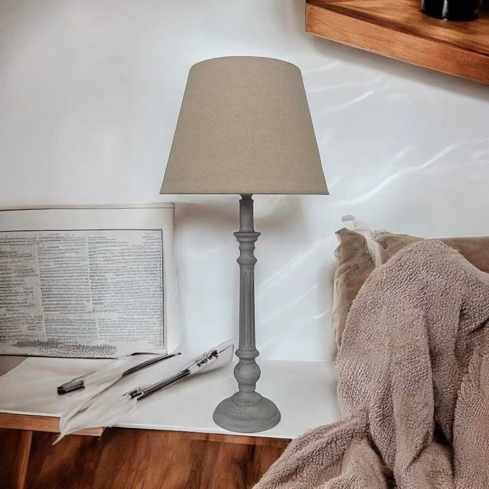 Minster Tabletop Lamp and Shade in Beige, W/D/H: 12 x 12 x 54 cm – 2