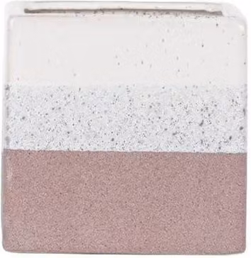 KDMD Hortus Pink and White Bordeaux Stoneware Cube, H 12.5 cm x W 12.5 cm