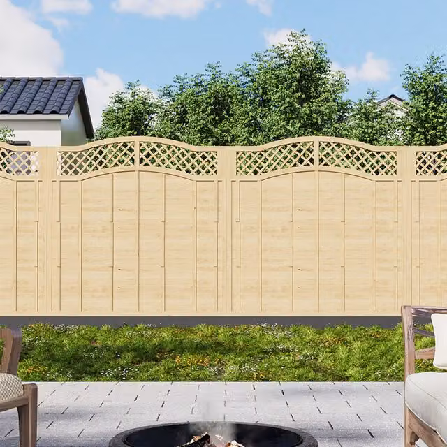 Garden Sanctuary Uncoated Wooden Garden Privacy Fence with Lattice Top, Height: 180 cm