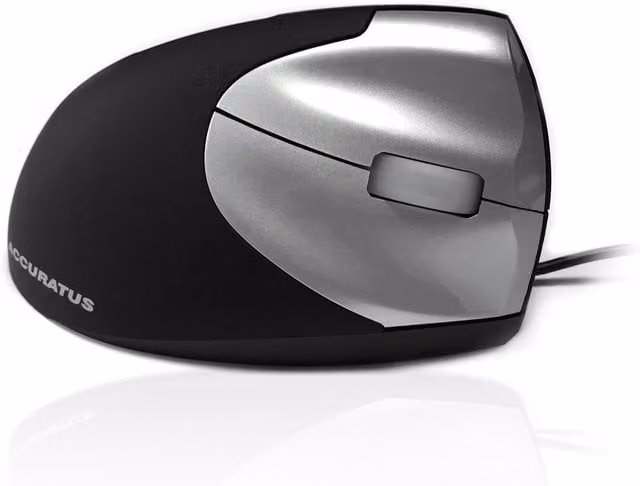 Accuratus Upright 2 USB Vertical Mouse in Black and Silver